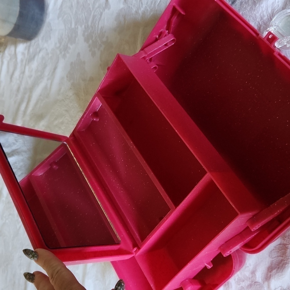 Caboodles Girl On The Go Pink Jelly Glitter Makeup Case,Retro,Y2K,HTF - Picture 5 of 10